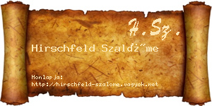 Hirschfeld Szalóme névjegykártya